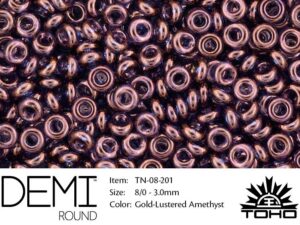 TN-08-0201 Demi Round TOHO: Gold-Lustered Amethyst-0