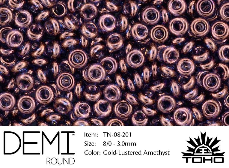 TN-08-0201 Demi Round TOHO: Gold-Lustered Amethyst-0 TN-08-0201 Demi Round TOHO: Gold-Lustered Amethyst-0