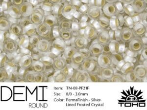 TN-08-PF0021F Demi Round TOHO Perma Finish Silver Linded Frosted Crystal -0