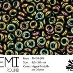 TN-08-0508 Demi Round TOHO: Higher-Metallic Iris Olivine-0
