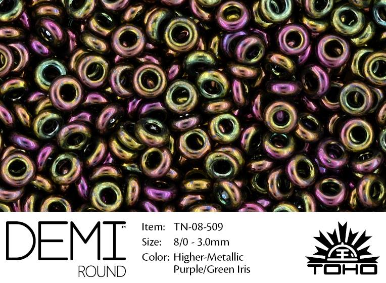TN-08-0509 Demi Round TOHO: Higher-Metallic Purple/Green Iris-0