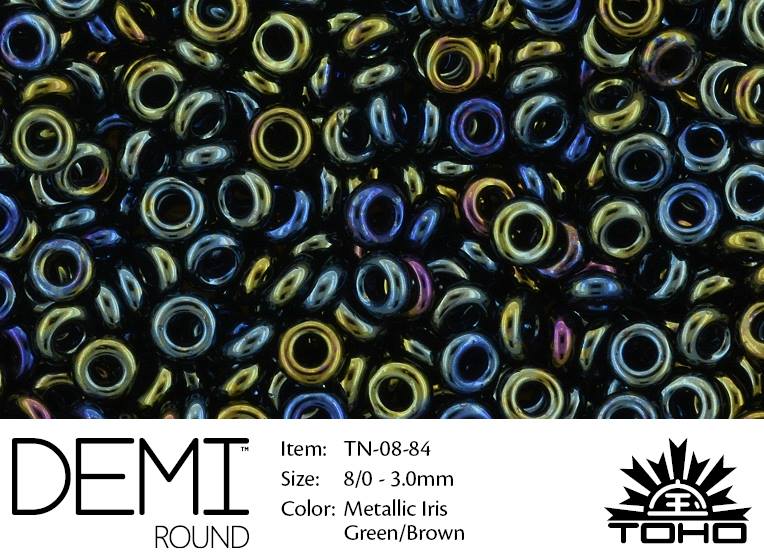 TN-08-0084 Demi Round TOHO: Metallic Iris Green/Brown-0 TN-08-0084 Demi Round TOHO: Metallic Iris Green/Brown-0