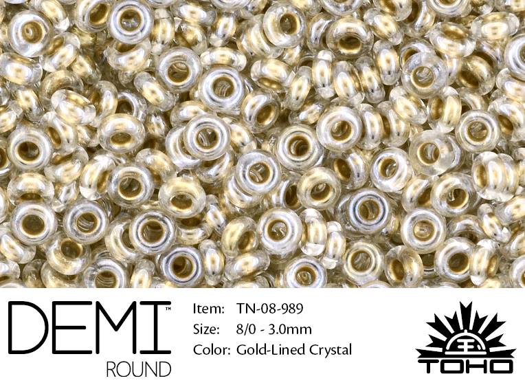 TN-08-0989 Demi Round TOHO: Gold-Lined Crystal-0 TN-08-0989 Demi Round TOHO: Gold-Lined Crystal-0