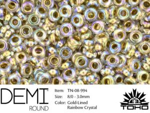 TN-08-0994 Demi Round TOHO: Gold-Lined Rainbow Crystal-0