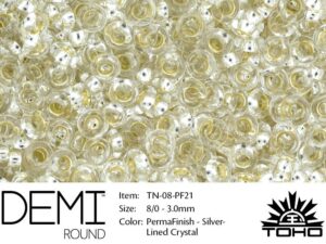 TN-08-PF0021 Demi Round TOHO: Perma Finish Silver Linded Crystal -0