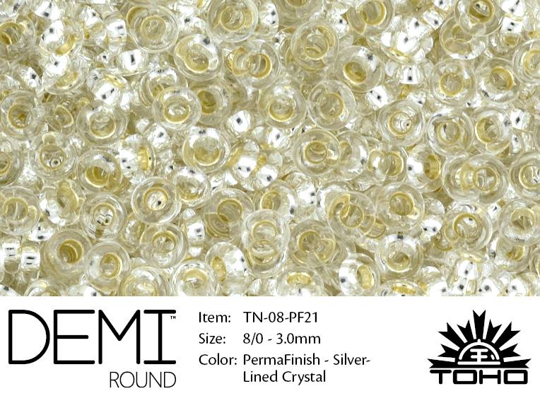 TN-08-PF0021 Demi Round TOHO: Perma Finish Silver Linded Crystal -0