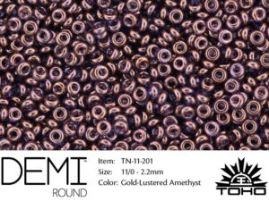 TN-11-0201 Demi Round TOHO Gold-Lustered Amethyst-0