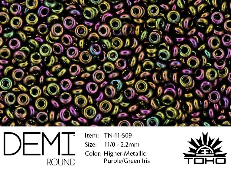 TN-11-0509 Demi Round TOHO Higher-Metallic Purple/Green Iris-0 TN-11-0509 Demi Round TOHO Higher-Metallic Purple/Green Iris-0