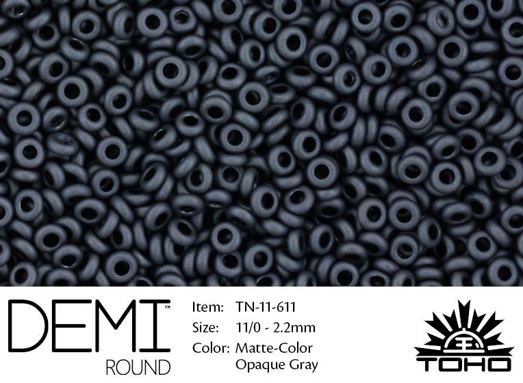 TN-11-0611 Demi Round TOHO Matte-Color Opaque Gray-0 TN-11-0611 Demi Round TOHO Matte-Color Opaque Gray-0