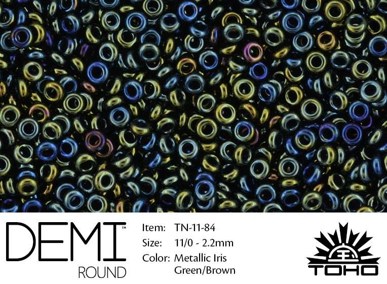 TN-11-0084 Demi Round TOHO Metallic Iris Green/Brown-0 TN-11-0084 Demi Round TOHO Metallic Iris Green/Brown-0