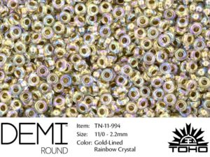 TN-11-0994 Demi Round TOHO Gold-Lined Raimbow Crystal-0