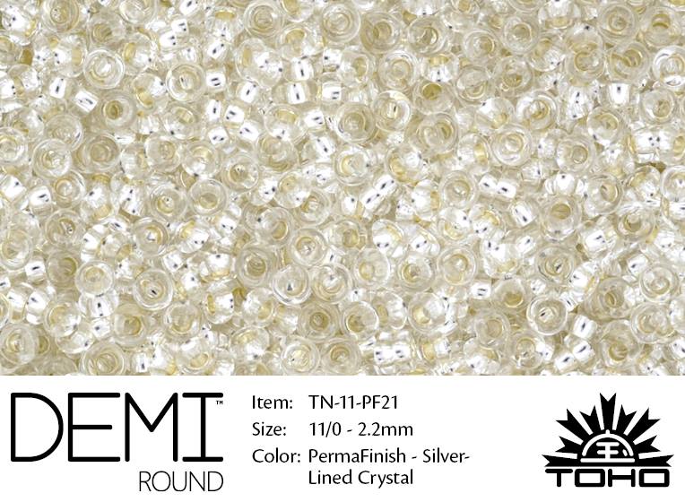 TN-11-PF0021 Demi Round TOHO Perma Finish Silver Lined Crystal -0 TN-11-PF0021 Demi Round TOHO Perma Finish Silver Lined Crystal -0