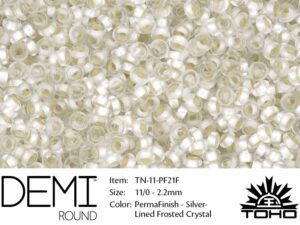 TN-11-PF0021F Demi Round TOHO Perma Finish Silver Linded Frosted Crystal -0