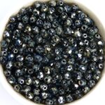 0010430 Jet met Silver Travertin, Facet, 4 mm. 50 Pc.-0