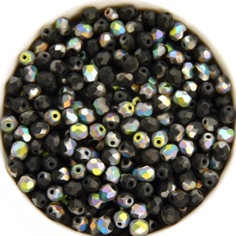 0010447 Matte Jet Vitrail, Facet, 4 mm. 50 Pc.-0 0010447 Matte Jet Vitrail, Facet, 4 mm. 50 Pc.-0