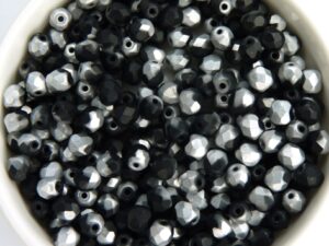0010457 Matte Jet Silver facet 4 mm. 50 St.-10577