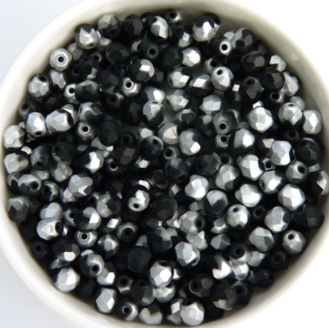 0010457 Matte Jet Silver facet 4 mm. 50 St.-10577