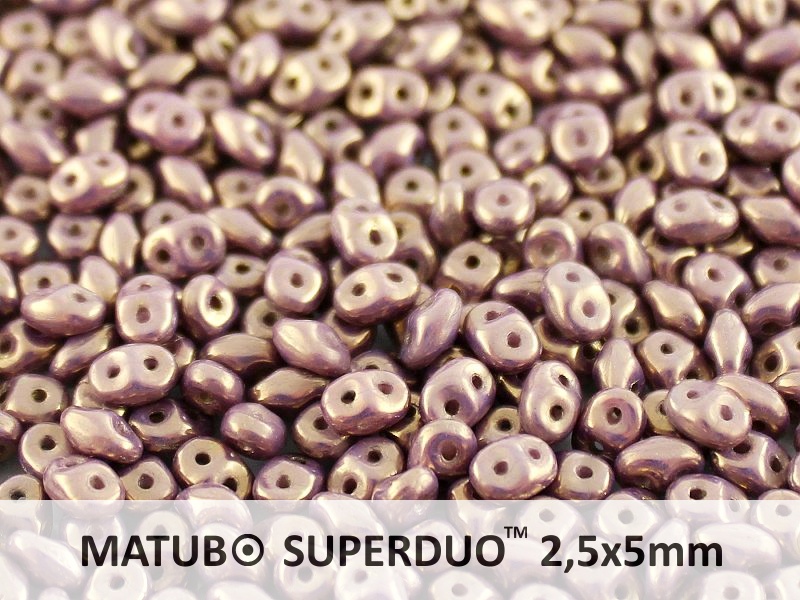 SD-03000-14496 Opaque White Violet Gold Luster Matubo SuperDuo SD-03000-14496 Opaque White Violet Gold Luster Matubo SuperDuo