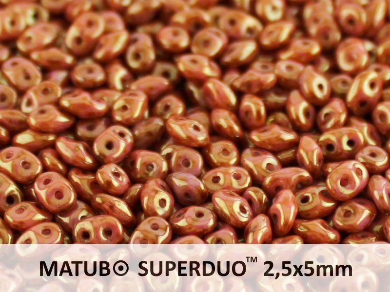 SD-03000-65491 Superduo Opaque White - Rose Gold Luster. 10 gram-0