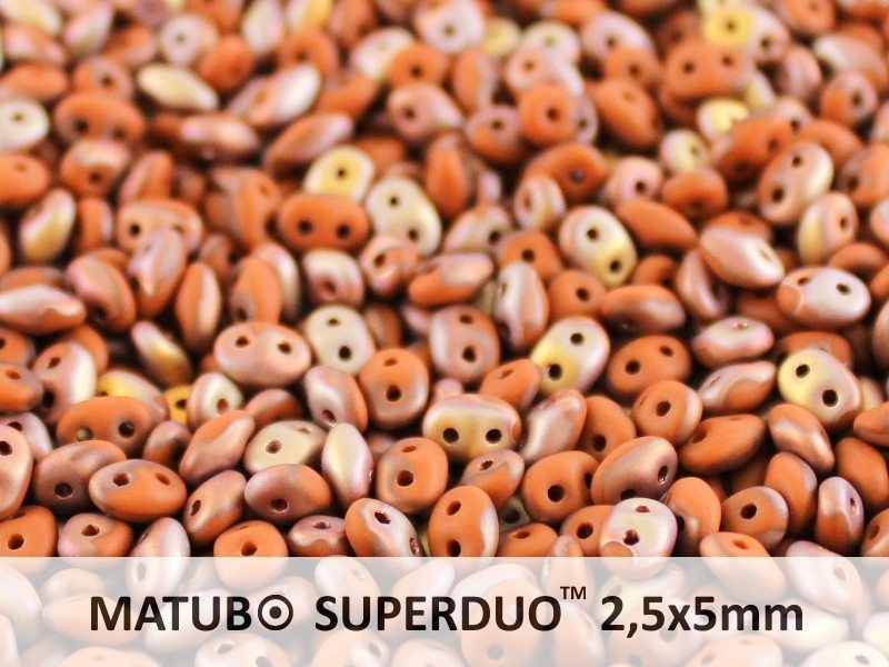 SD-13600-27171 Superduo Opaque Chocolate Capri Gold Matte 10 gram-0 SD-13600-27171 Superduo Opaque Chocolate Capri Gold Matte 10 gram-0