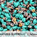 SD-63130-27171 Superduo Matte Opaque Green Turquoise Capri Gold 10 gram-0