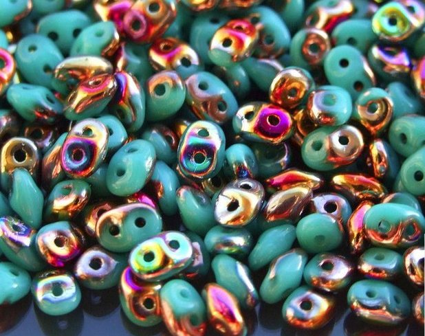 SD-63130-29500 Superduo Opaque Green Turquoise Sliperit 10 gram-0
