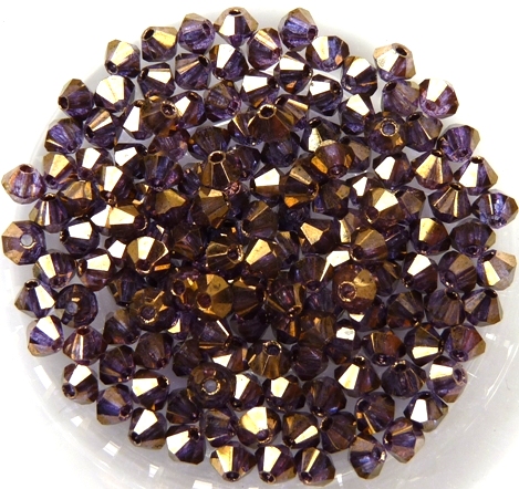 03-MC-00010-14415 Bicone, Crystal Bronze Luster, 3 mm. 50 Pc.-0 03-MC-00010-14415 Bicone, Crystal Bronze Luster, 3 mm. 50 Pc.-0