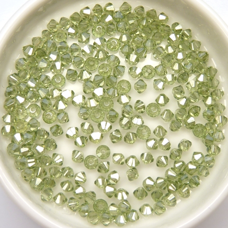 03-MC-00010-14457 Bicone, Crystal Green Luster, 3 mm. 50 Pc.-10909