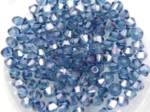 03-MC-00010-14464 Bicone, Crystal Blue Luster, 3 mm. 50 Pc.-0