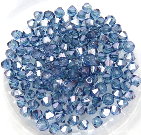03-MC-00010-14464 Bicone, Crystal Blue Luster, 3 mm. 50 Pc.-0 03-MC-00010-14464 Bicone, Crystal Blue Luster, 3 mm. 50 Pc.-0