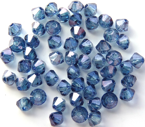 03-MC-00010-14464 Bicone, Crystal Blue Luster, 3 mm. 50 Pc.-10916