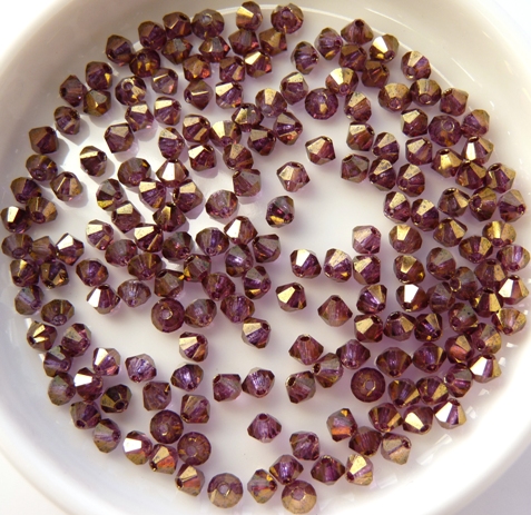 03-MC-00010-14496 Bicone, Crystal Violet Luster, 3 mm. 50 Pc.-10928