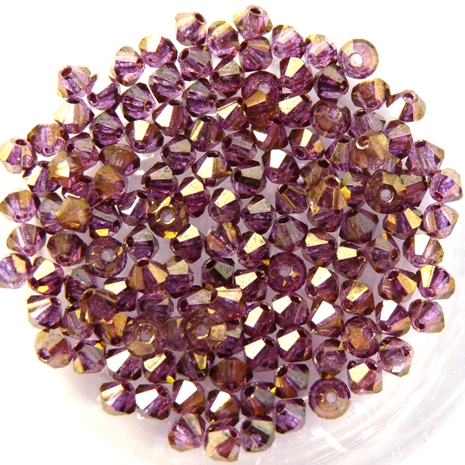 03-MC-00010-14496 Bicone, Crystal Violet Luster, 3 mm. 50 Pc.-0 03-MC-00010-14496 Bicone, Crystal Violet Luster, 3 mm. 50 Pc.-0
