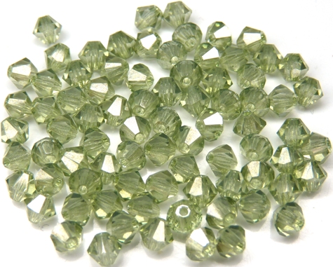 04-MC-00010-14457 Bicones Crystal Green Luster 4 mm. 50 Pc.-10721