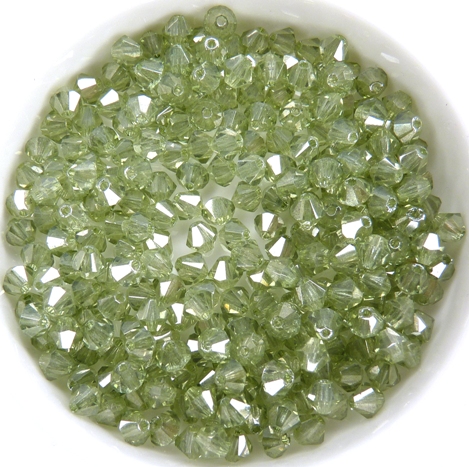 04-MC-00010-14457 Bicones Crystal Green Luster 4 mm. 50 Pc.-10723