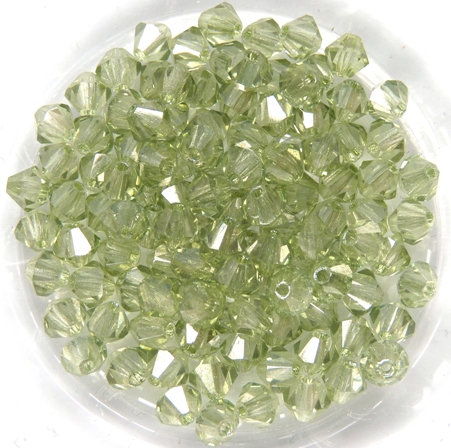 04-MC-00010-14457 Bicones Crystal Green Luster 4 mm. 50 Pc.-0 04-MC-00010-14457 Bicones Crystal Green Luster 4 mm. 50 Pc.-0