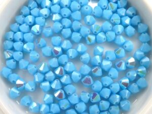 04-MC-63030-28701 Bicone, Opaque Blue Turquoise AB, 4 mm. 50 Pc.-10873