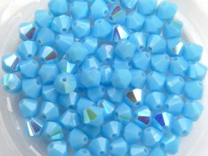 04-MC-63030-28701 Bicone, Opaque Blue Turquoise AB, 4 mm. 50 Pc.-0
