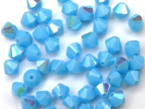 04-MC-63030-28701 Bicone, Opaque Blue Turquoise AB, 4 mm. 50 Pc.-10871