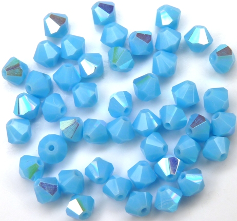 04-MC-63030-28701 Bicone, Opaque Blue Turquoise AB, 4 mm. 50 Pc.-10871