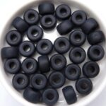 0010027 Mat Zwarte ( Matt Jet) rollerbead met groter gat 22 Pc.-0