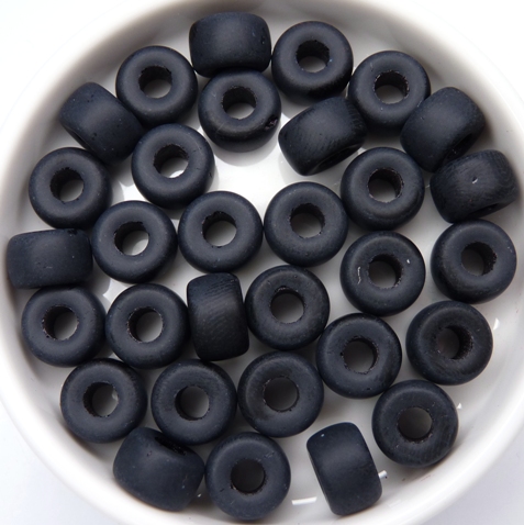 0010027 Mat Zwarte ( Matt Jet) rollerbead met groter gat 22 Pc.-0 0010027 Mat Zwarte ( Matt Jet) rollerbead met groter gat 22 Pc.-0