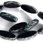 0010085 Jet Travertin Table Cut Bead. 6 Pc.-0