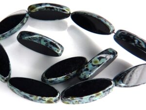 0010085 Jet Travertin Table Cut Bead. 6 Pc.-0