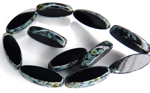 0010085 Jet Travertin Table Cut Bead. 6 Pc.-0
