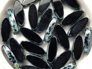 0010085 Jet Travertin Table Cut Bead. 6 Pc.-11359