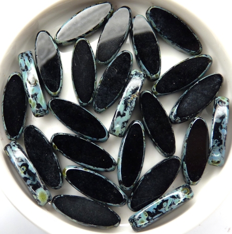 0010085 Jet Travertin Table Cut Bead. 6 Pc.-11359