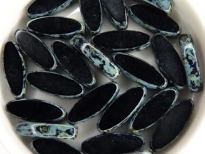 0010085 Jet Travertin Table Cut Bead. 6 Pc.-11360