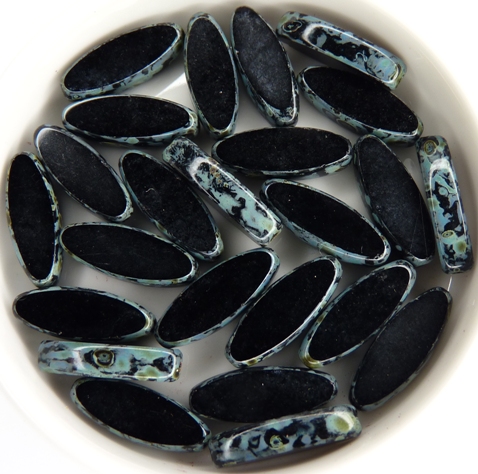0010085 Jet Travertin Table Cut Bead. 6 Pc.-11360