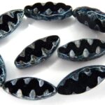0010091 Jet Travertin Table Cut Bead. 5 Pc.-0